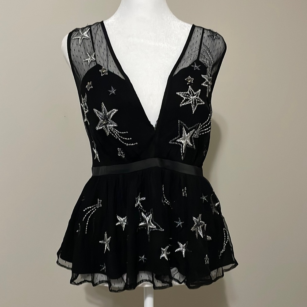 Express shimmer stars layered peplum top sz 8